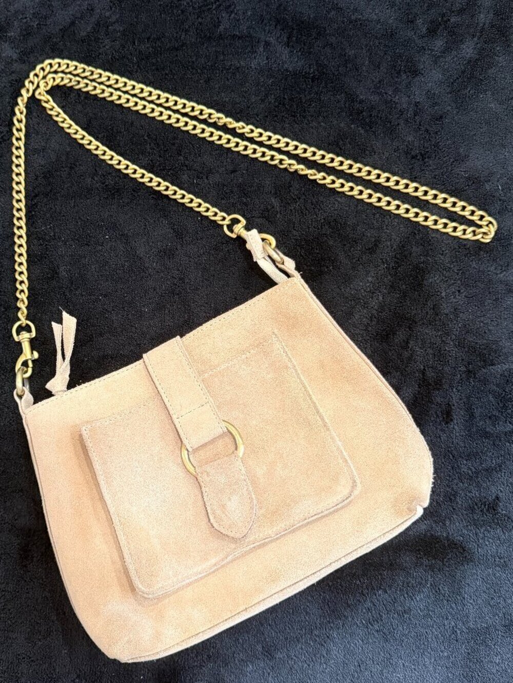 Anthropologie Leather Suede Magnetic Snap Zip Crossbody